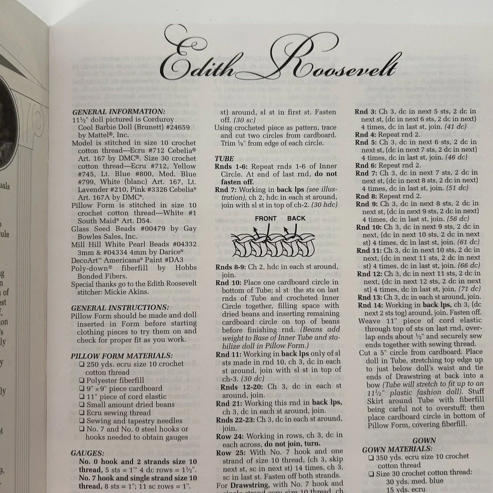 Edith Roosevelt Barbie Crochet Pattern – First Ladies of America Collection Anni